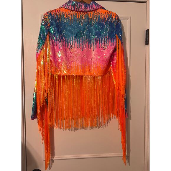 Nasty Gal Sequin Fringe Jacket 2 NWT - Picture 2 of 5